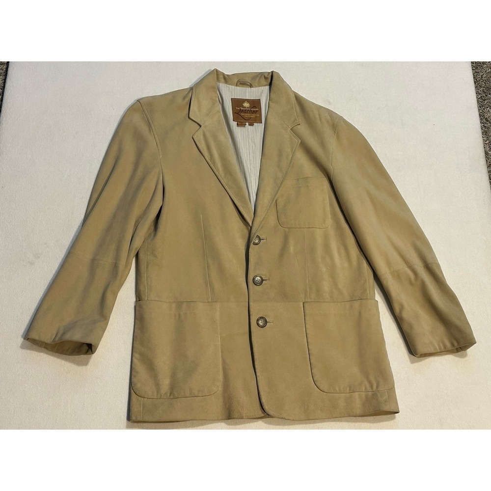 THE TERRITORY AHEAD Leather Jacket Men M Camel Beige SOFT Suede Blazer 3 Button